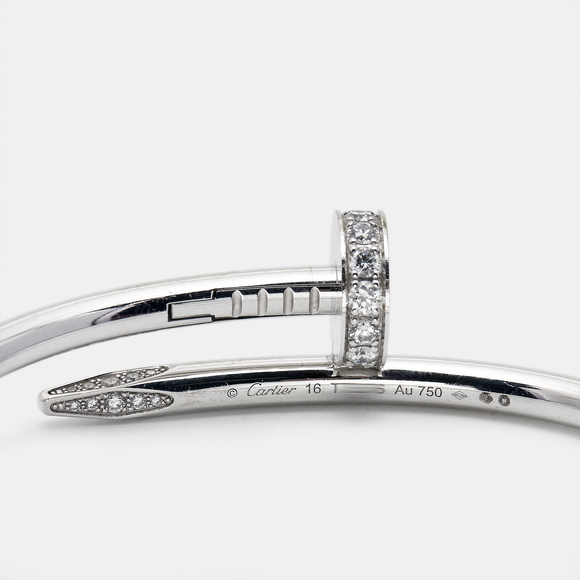 CARTIER Juste Un Clou Diamonds 18k White Gold Bracelet 16 - Picture 4 of 6